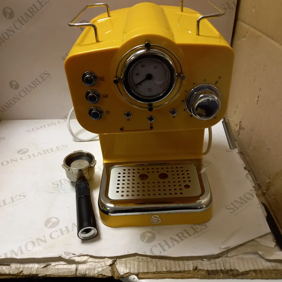 SWAN RETRO PUMP ESPRESSO COFFEE MACHINE - YELLOW