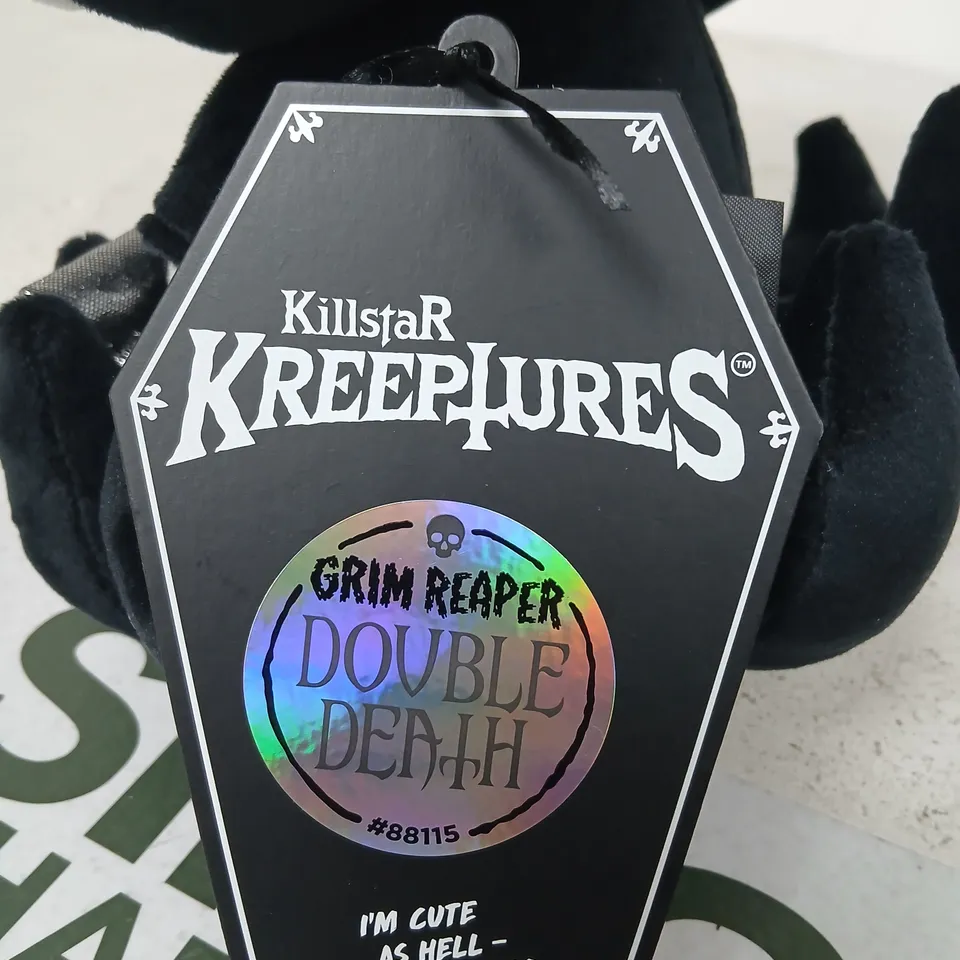 BRAND NEW KILLSTAR KREEPTURES GRIM REAPER PLUSH – DOUBLE DEATH (TWO SKULL PLUSH)