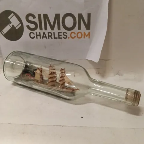 BOXED GLASS BOTTLE WITH SHIP-IN-A-BOTTLE ORNAMENT