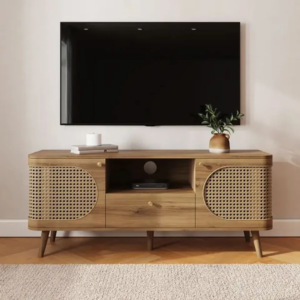 Boxed Sorrel Wide TV Unit for TVs up to 55", Wood Effect (2 boxes)