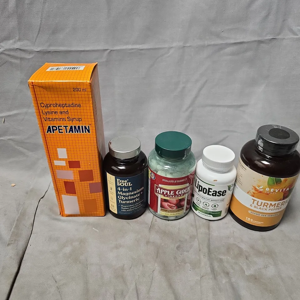 APPROXIMATELY 15 ASSORTED VITAMIN/HEALTH AID PRODUCTS TO INCLUDE REVITA ROOTS TURMERIC & BLACK PEPPER, LIPOEASE FOOD SUPPLEMENT, FREE SOUL 4IN1, ETC - COLLECTION ONLY