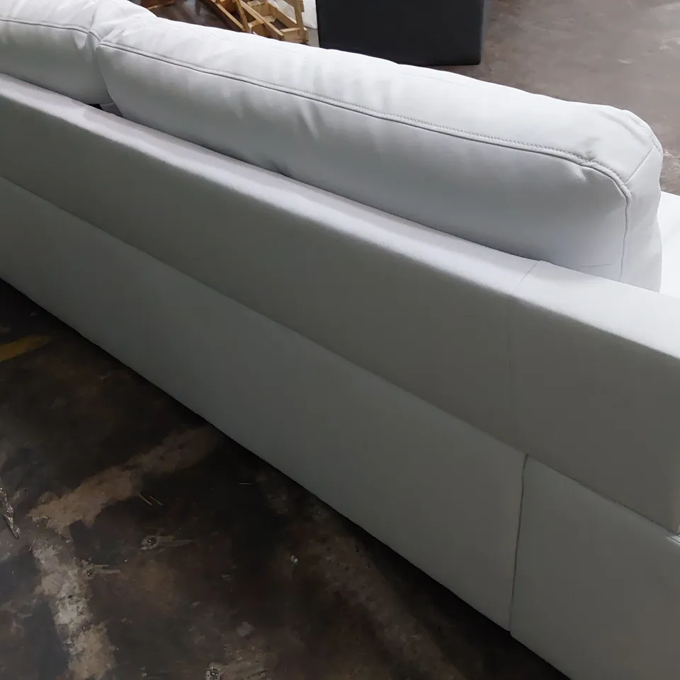 DESIGNER THREE SEATER SOFA WHITE LEATHER