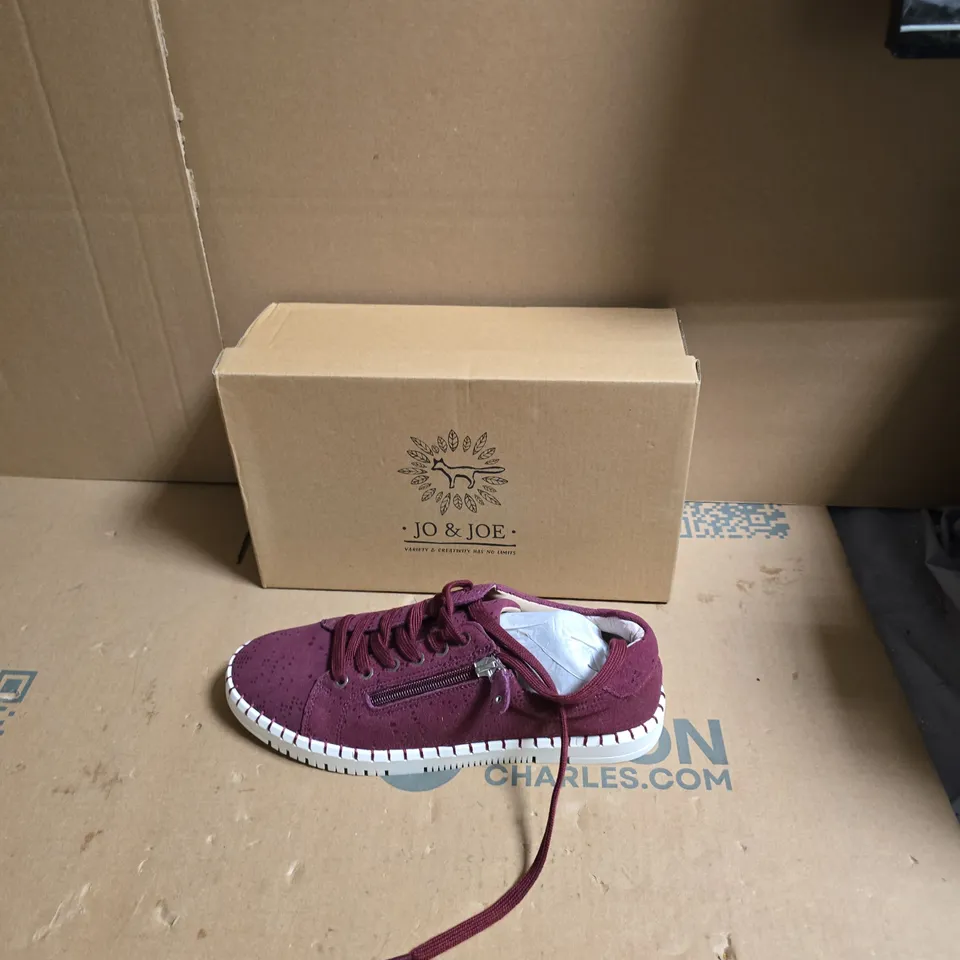 JO & JOE WOMEN'S SNEAKERS – MAROON SUEDE, WHITE SOLE - UK SIZE 6