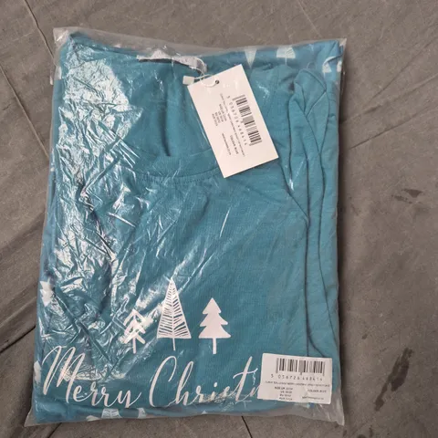 CURVE TEAL LADIES MERRY CHRISTMAS JERSEY TOP & BOTTOM SET – UK 22/24 (BLUE)