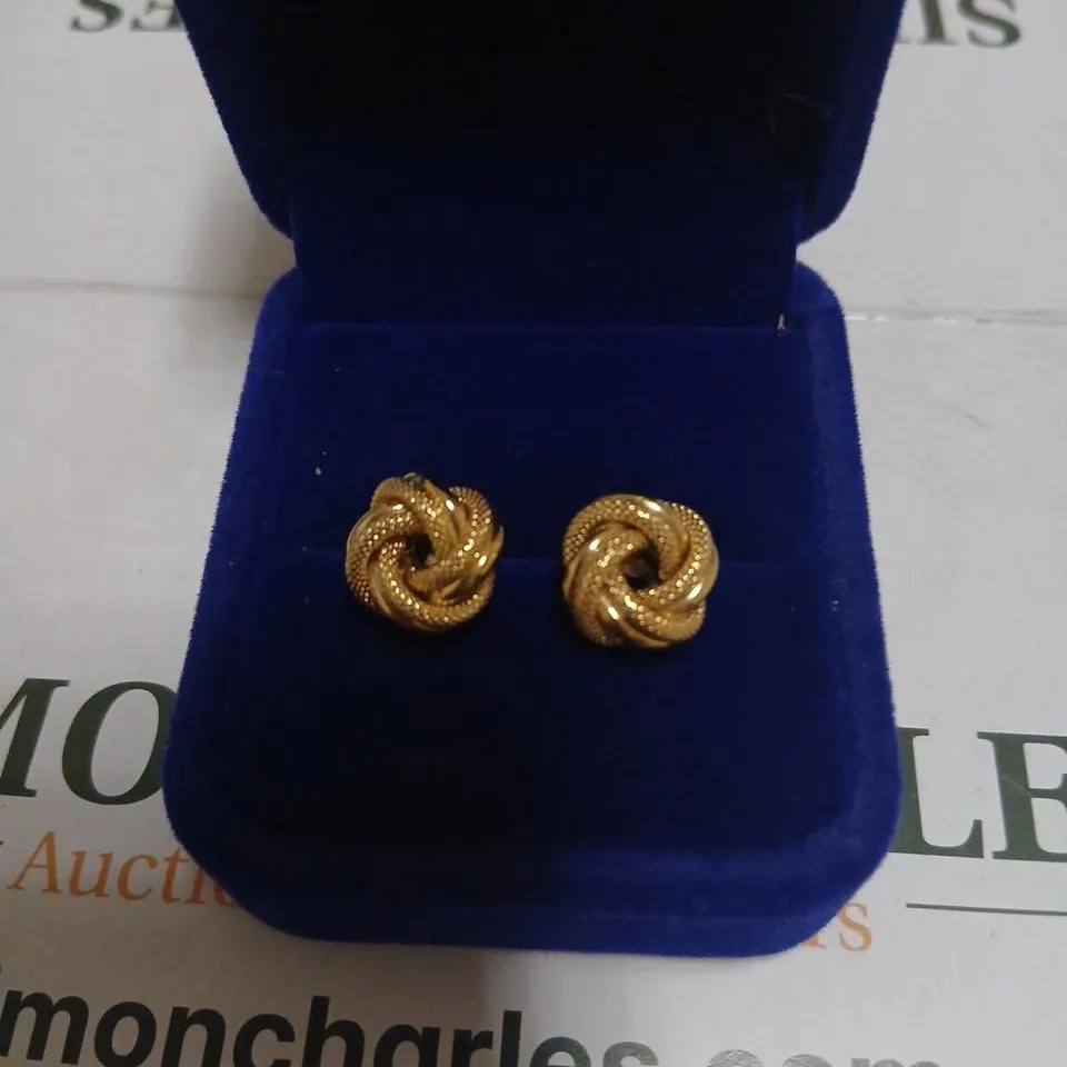 GOLD 9CT ITALIAN GOLD DOUBLE KNOT BUTTON EARRINGS 1G 