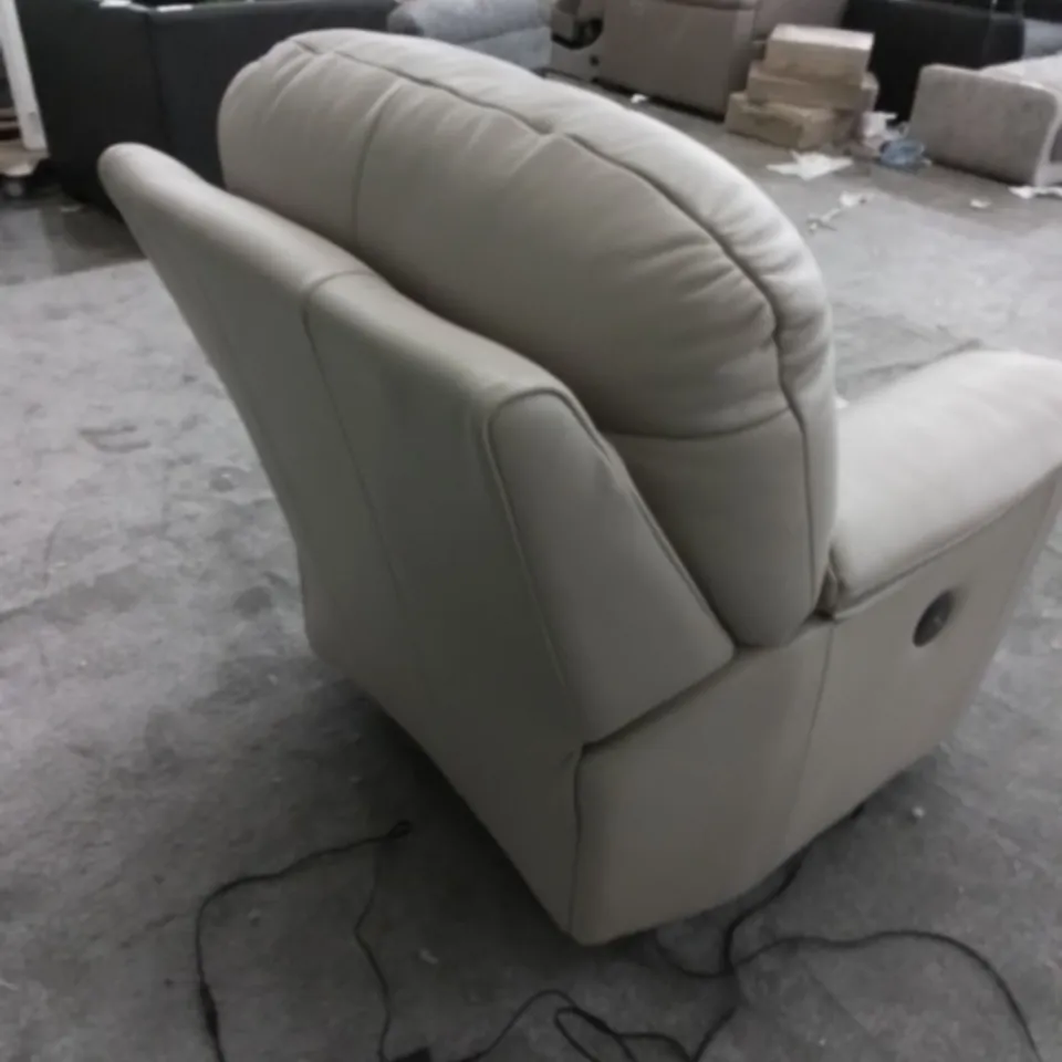 DESIGNER G PLAN MADE CHLOE HUSK ALABASTER LEATHER ELECTRIC RECLINING ARM CHAIT