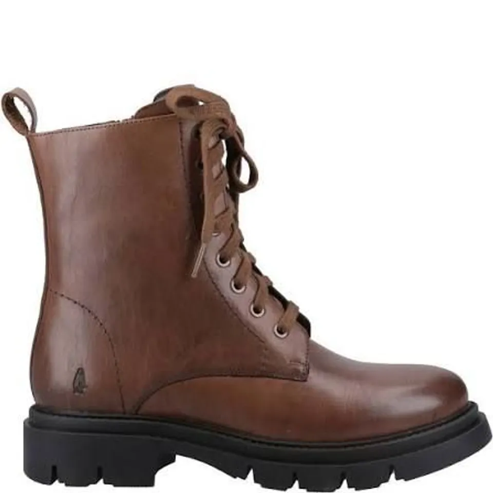 BOXED PAIR OF WOMENS HUSH PUPPIES BROWN RHEA LACE BOOTS - UK SIZE 6