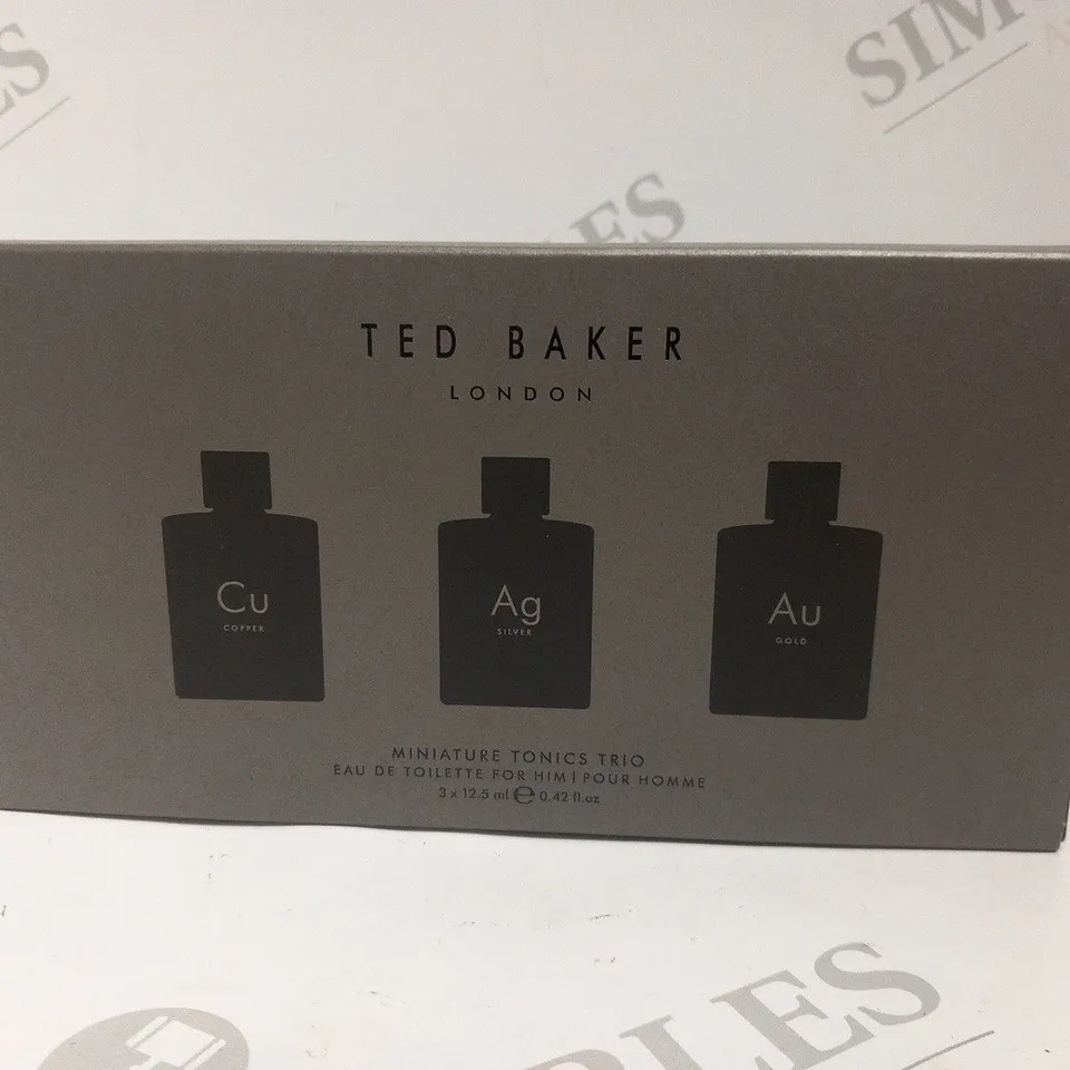 BOXED TED BAKER LONDON MINIATURE TONICS TRIO EAU DE TOILETTE FOR HIM 3 X 12.5ML