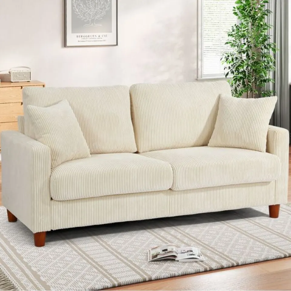 BOXED 2 SEATER SOFA CORDUROY 