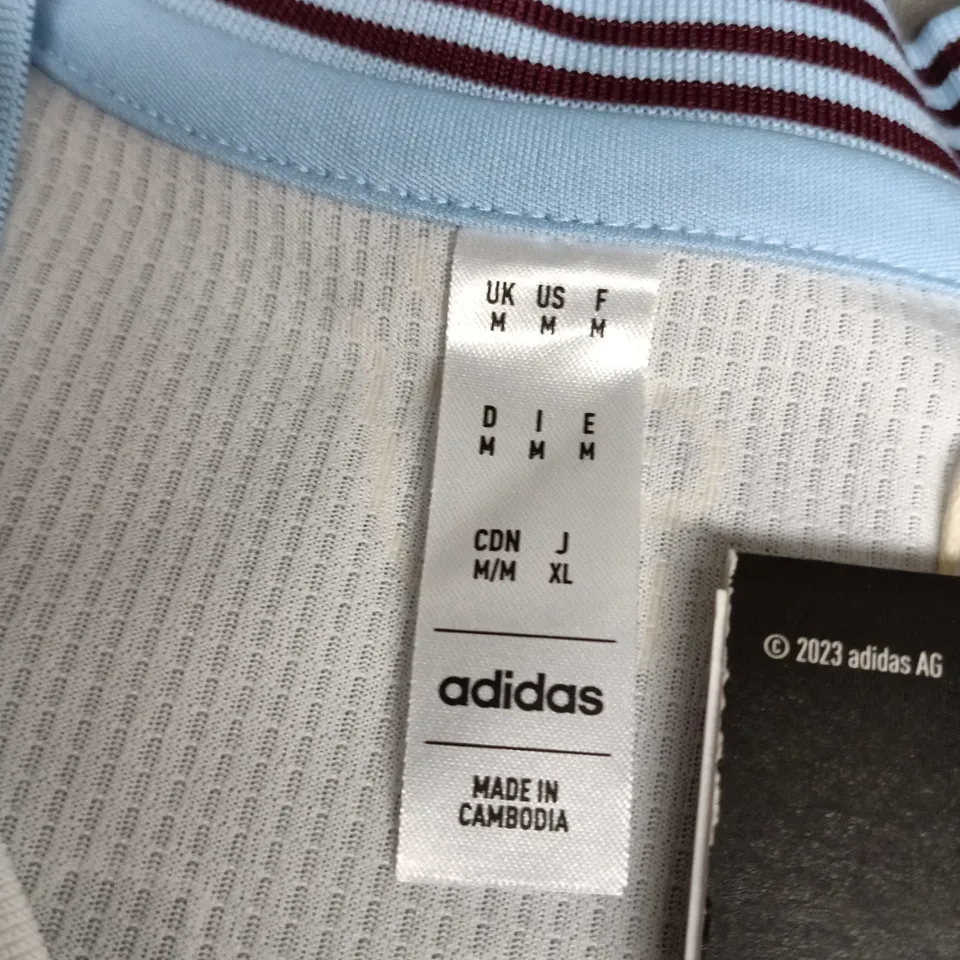 ASTON VILLA FC 2021/22 ADIDAS SHIRT – SUMMER 21, WHITE WITH LIGHT BLUE TRIM, BETANO SPONSOR, UK M