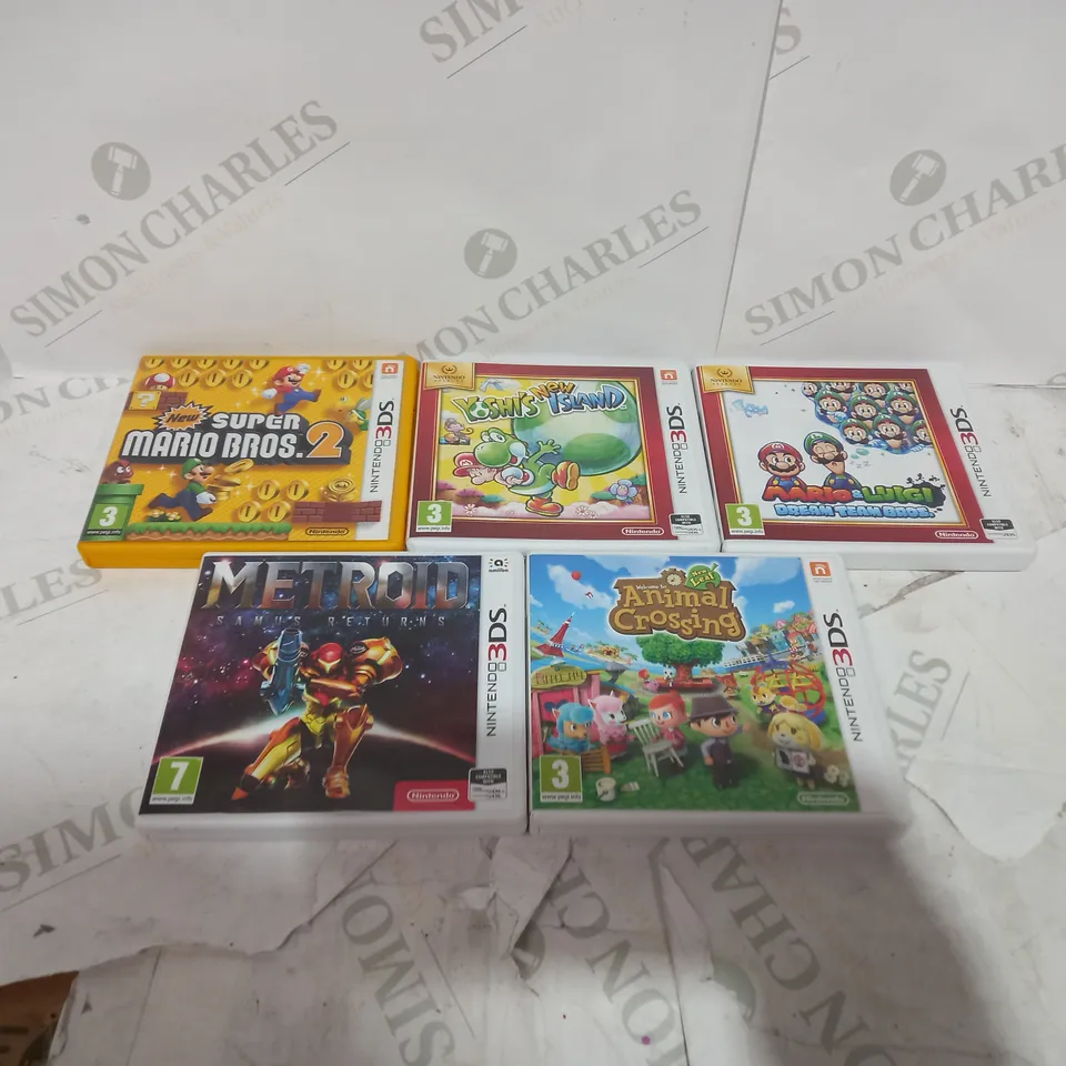 LOT OF 5 NINTENDO 3DS GAMES TO INCLUDE MARIO AND LUIGI, METROID AND SUPER MARIO BROS 2
