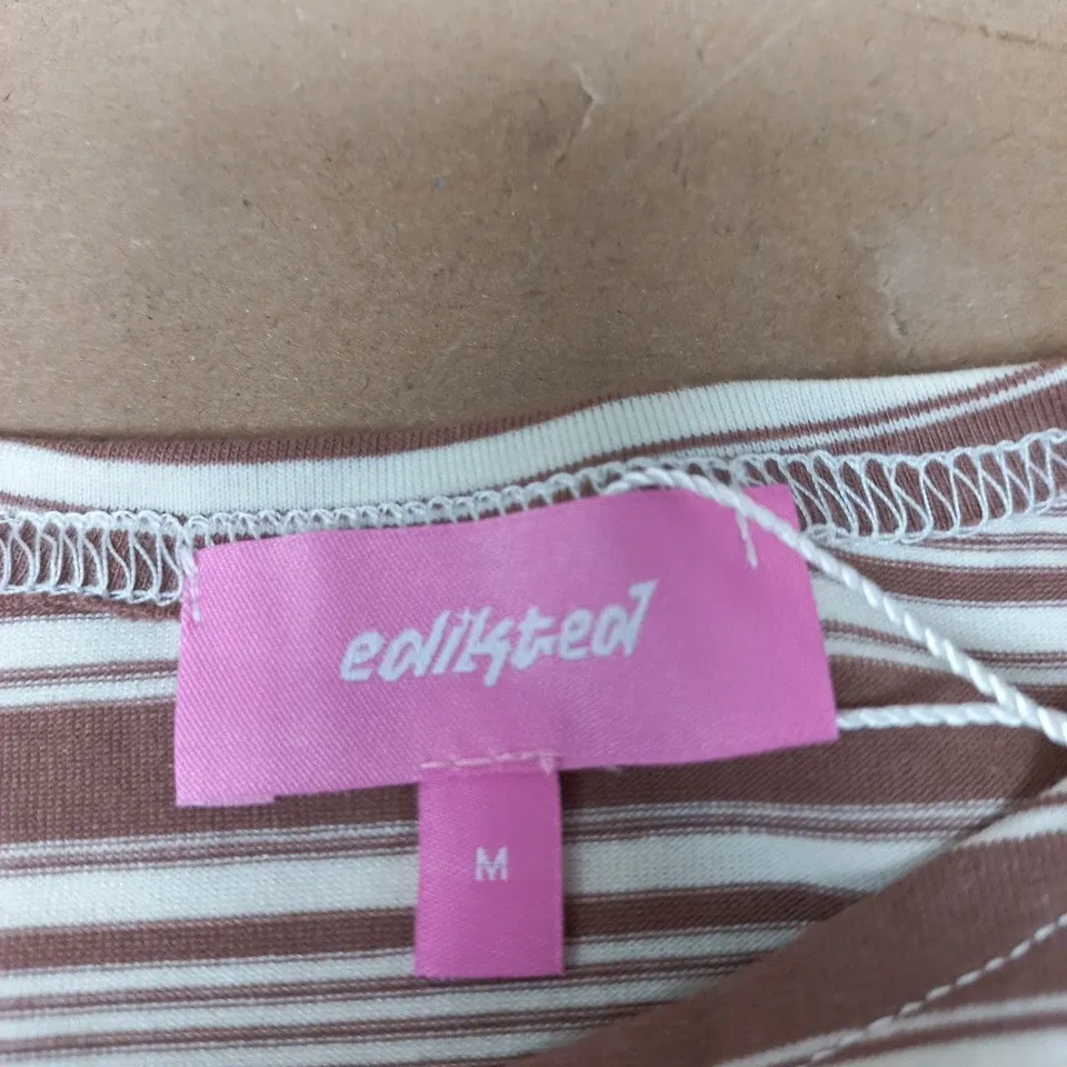 EDIKTED STRIPED TANK TOP – BROWN & CREAM, SIZE M