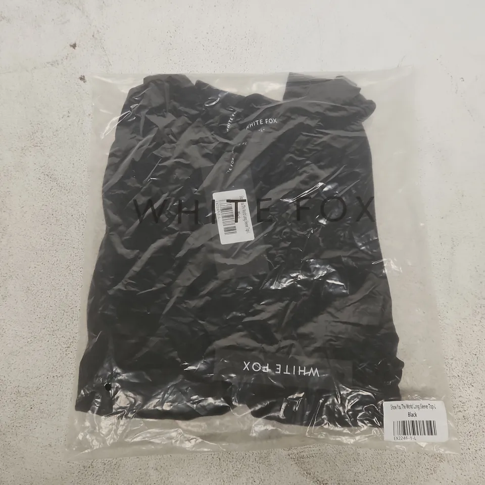 BAGGED WHITE FOX SHOW YOU THE WORLD LONG SLEEVE TOP IN BLACK - LARGE