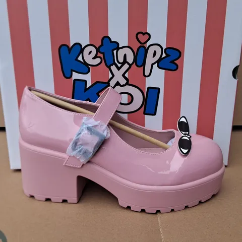 BRAND NEW BOXED KOI KETNIPZ TIRA MARY JANE "FRICK IM SICK" EDITION PINK SHOES - UK 10