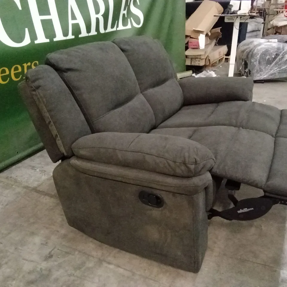 ALBION CHENILLE 2 SEATER HIGH BACK MANUAL RECLINER SOFA - CHARCOAL RRP £579