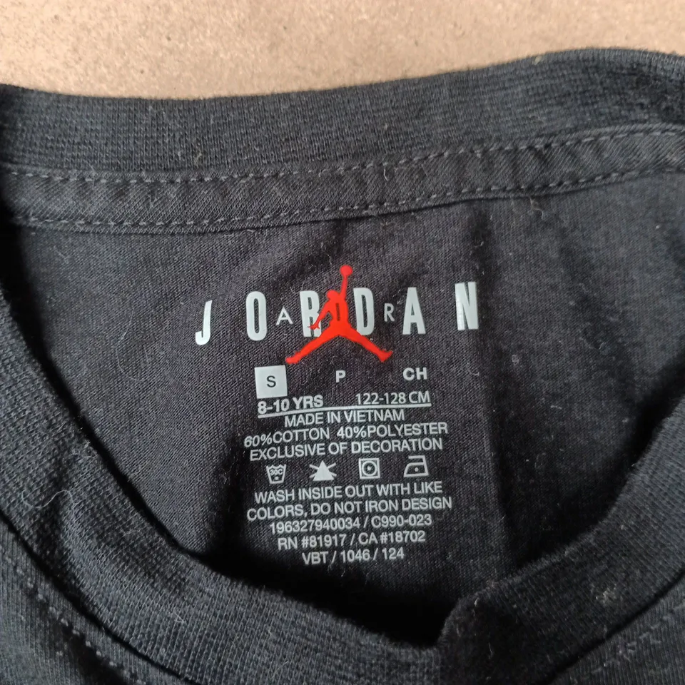 JORDAN KIDS T-SHIRT – BLACK, SIZE S (8-10 YRS) – 60% COTTON / 40% POLYESTER