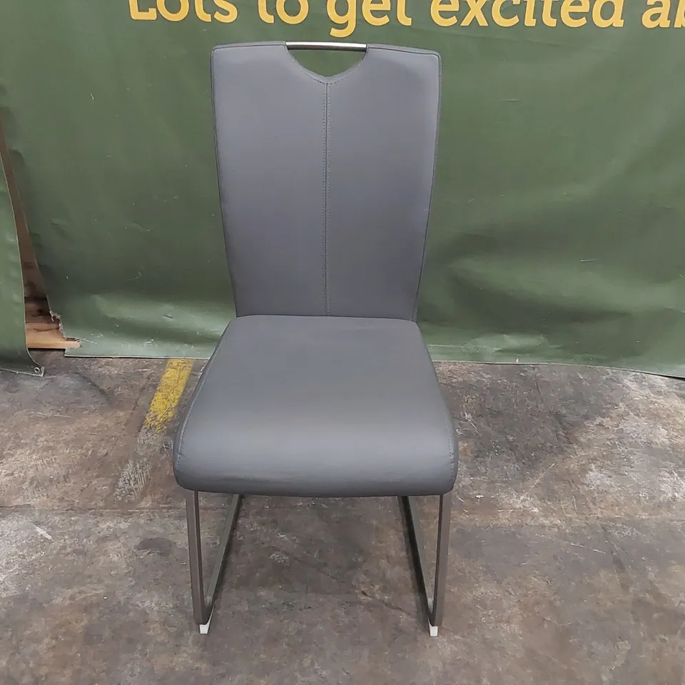 DESIGNER GREY FAUX LEATHER DINING CHAIR (1 ITEM)