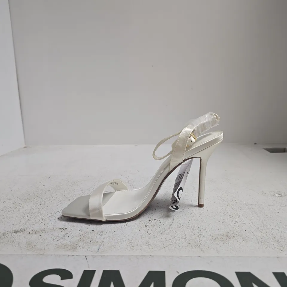 ASOS DESIGN NALI BARELY THERE HEELED SANDALS – IVORY, UK 6