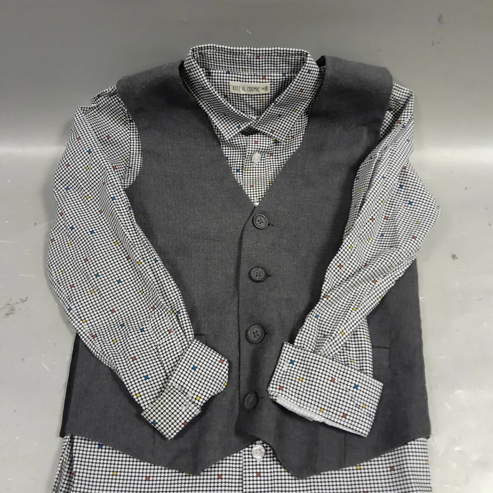 KITE & COSMIC CHILDRENS DOTTED SHIRT & WAISTCOAT SET - 7-8YRS 