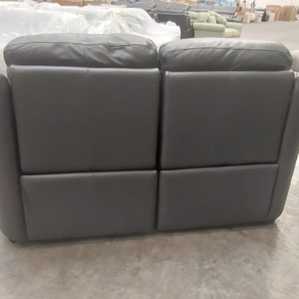 QUALITY DESIGNER ITALIAN MADE LEATHER AVILA ELECTRIC RECLINER SOFA - DARK GREY