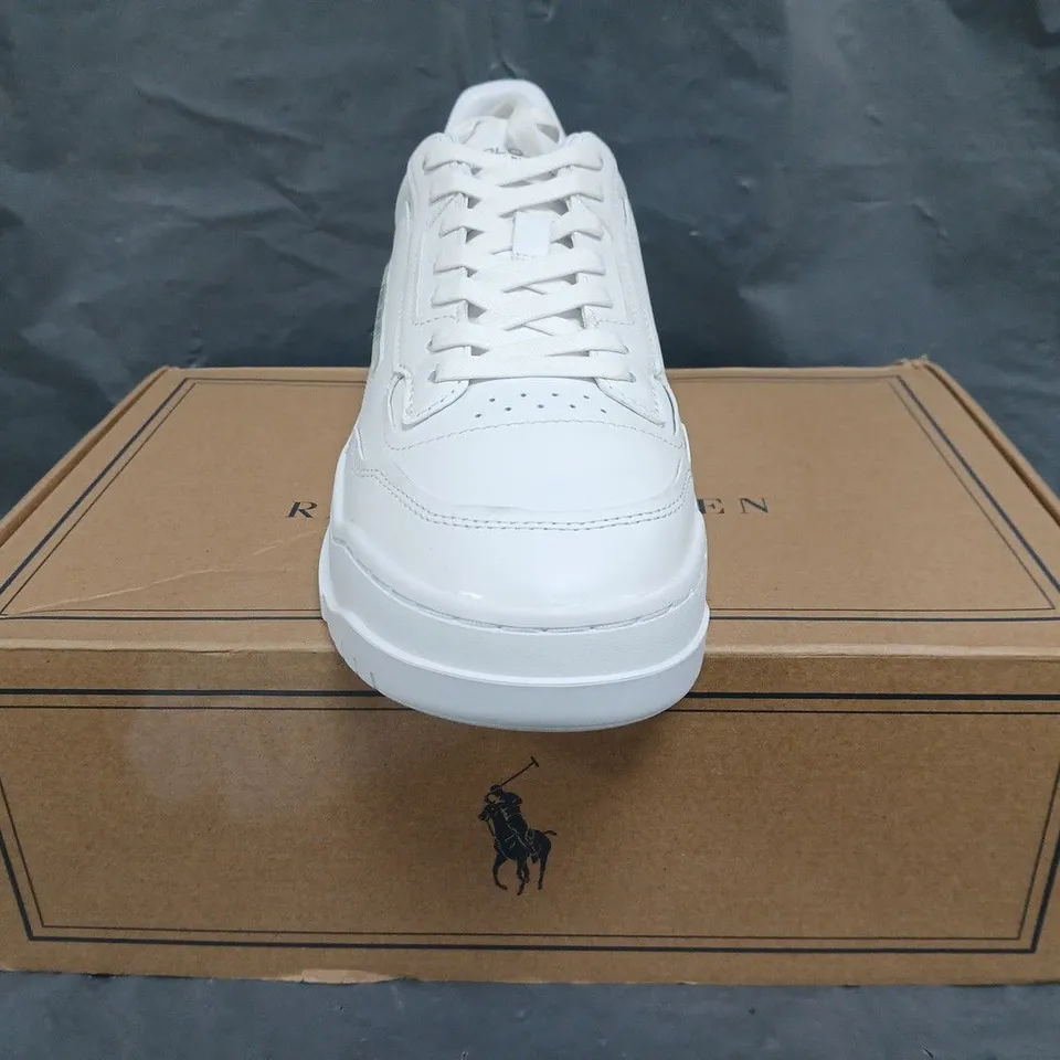 BOXED PAIR OF RALPH LAUREN POLO SPORT SHOES IN WHITE SIZE UK 8