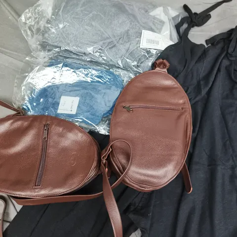 APPROXIMATELY 30 ASSORTED CLOTHING ITEMS IN VARIOUS SIZES, STYLES & COLOURS TO INCLUDE SWEATSHIRT, SMALL BACKPACK, DRESSES, ETC - COLLECTION ONLY