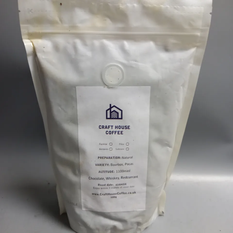 CRAFT HOUSE COFFEE BEANS WITH CHOCOLATE, WHISKEY AND REDCURRANT FLAVOURS 500G