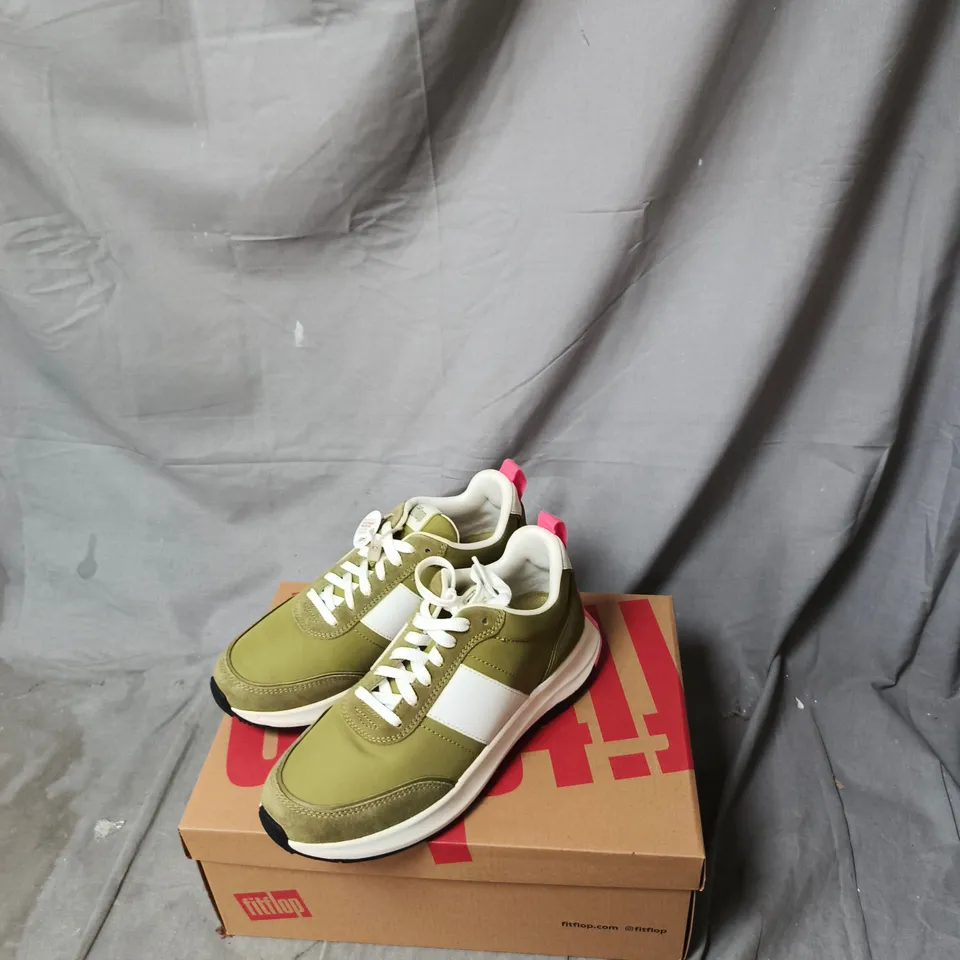 FITFLOP F-MODE FLOW FLATFORM SNEAKERS – CAMO-GREEN MIX, UK 6 (US 8, EU 39)