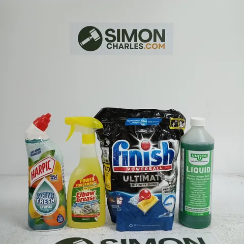 TOTE OF APPROXIMATELY 10 ASSORTED ITEMS INCLUDING ELBOW GREASE ALL PURPOSE DEGREASER, FINISH ULTIMATE AND LENOR JASMINE & RED BERRIES