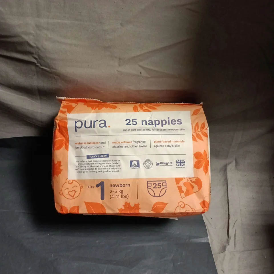 2 X PURA BABY NAPPIES SIZE 1 NEWBORN PACK OF 25