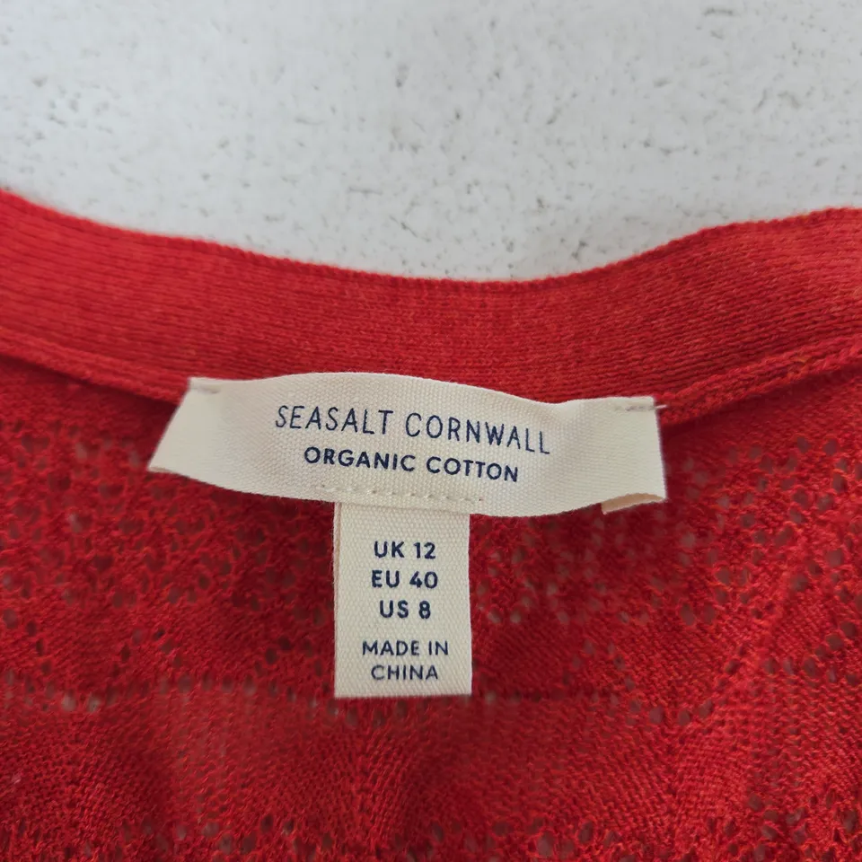 SEASALT CORNWALL ORGANIC COTTON CARDIGAN – RED, UK 12