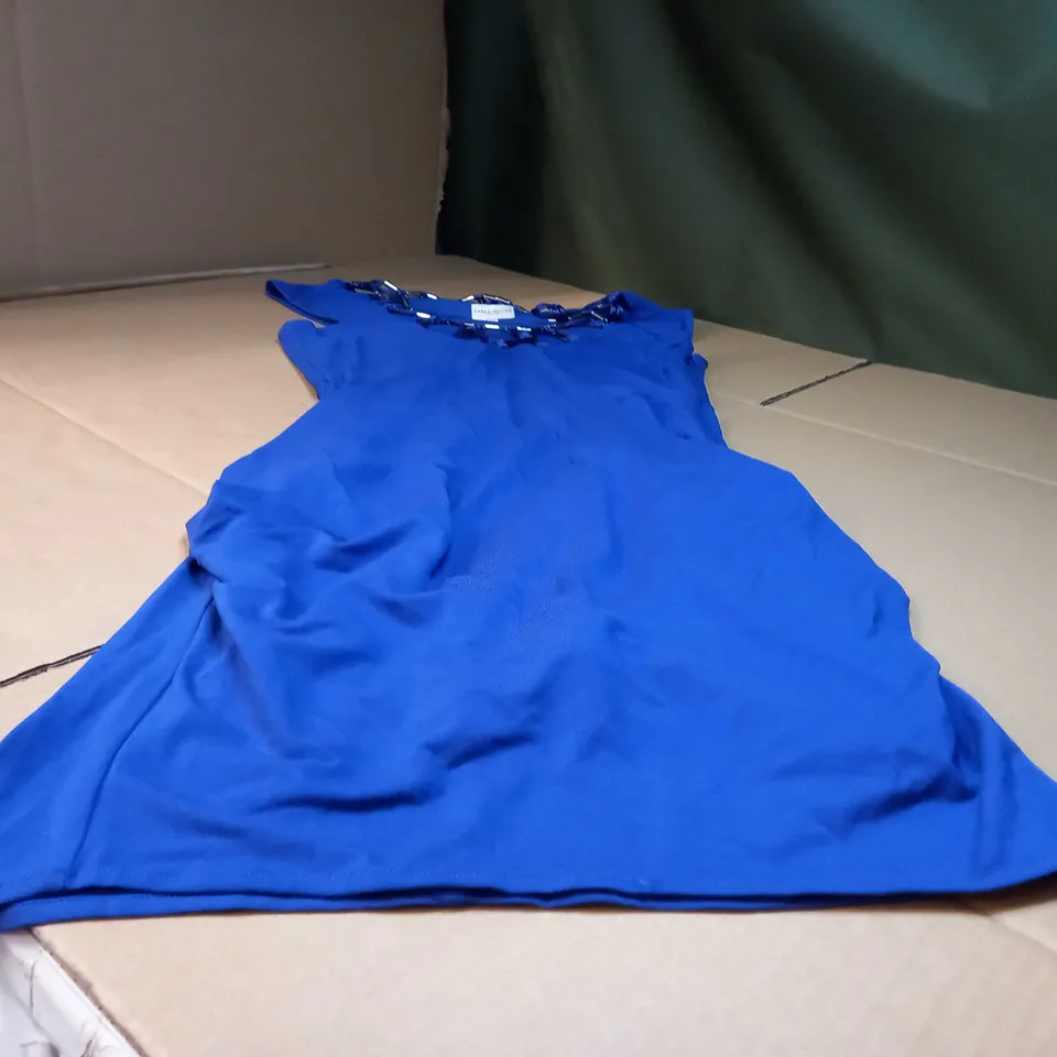 KAREN MILLEN PURPLE/NECK DETAIL MIDI DRESS - SIZE 10