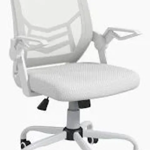 BOXED VINSETTO MESH OFFICE CHAIR, COMPUTER DESK CHAIR WITH FLIP-UP ARMRESTS, LUMBAR BACK SUPPORT AND SWIVEL WHEELS, WHITE