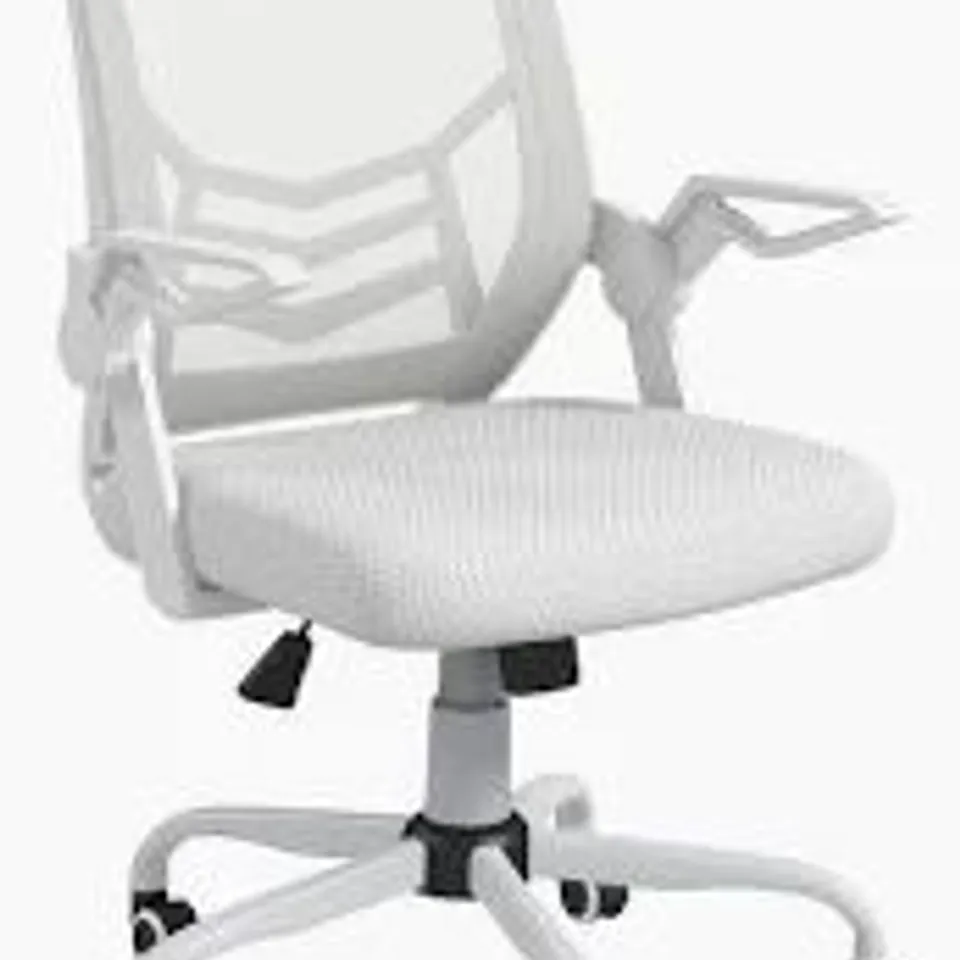 BOXED VINSETTO MESH OFFICE CHAIR, COMPUTER DESK CHAIR WITH FLIP-UP ARMRESTS, LUMBAR BACK SUPPORT AND SWIVEL WHEELS, WHITE