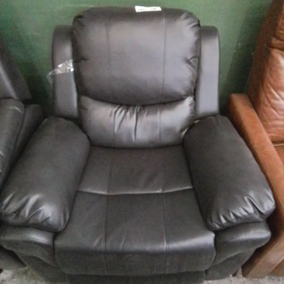 DESIGNER MADDISON BROWN FAUX LEATHER POWER RECLINING ARMCHAIR 