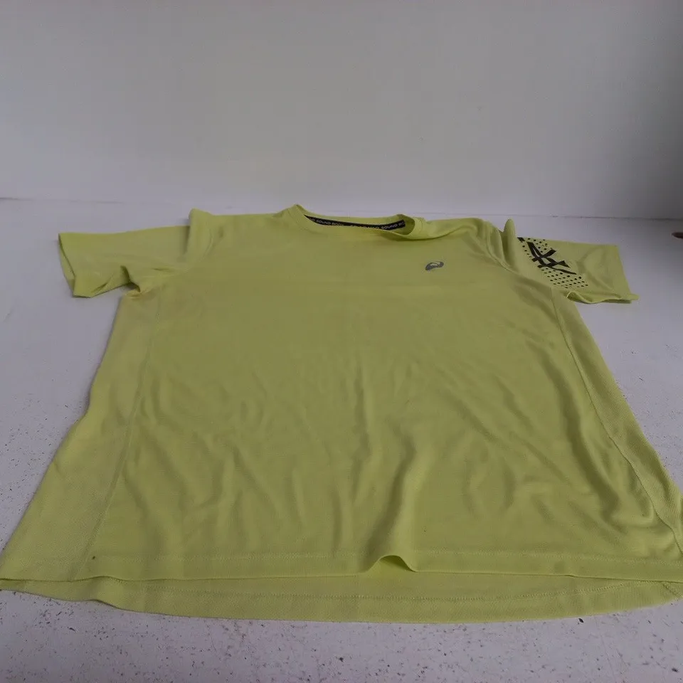 ASICS T-SHIRT – LIME YELLOW, SIZE UK L (L) – SOUND MIND, SOUND BODY BRANDING