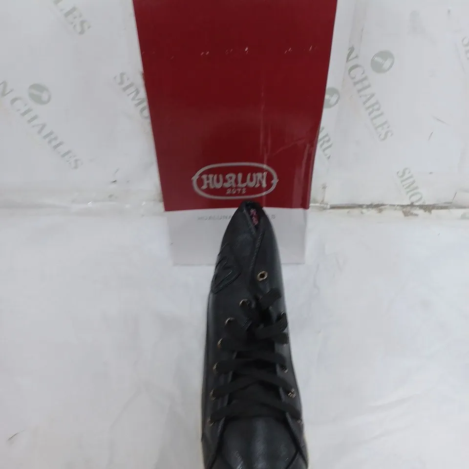 LARGE BOX OF APPROXIMATELY 10 BOXED HURLON LACED HIGH TRAINER IN VARIOUS SIZES AND COLOURS 