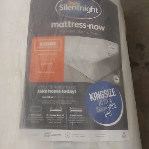 QUALITY BAGGED AND ROLLED SILENTNIGHT 150cm KING SIZE 3-ZONE MATTRESS