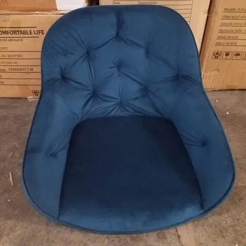 BOXED SET OF 2 BLUE FABRIC DINING CHAIRS 