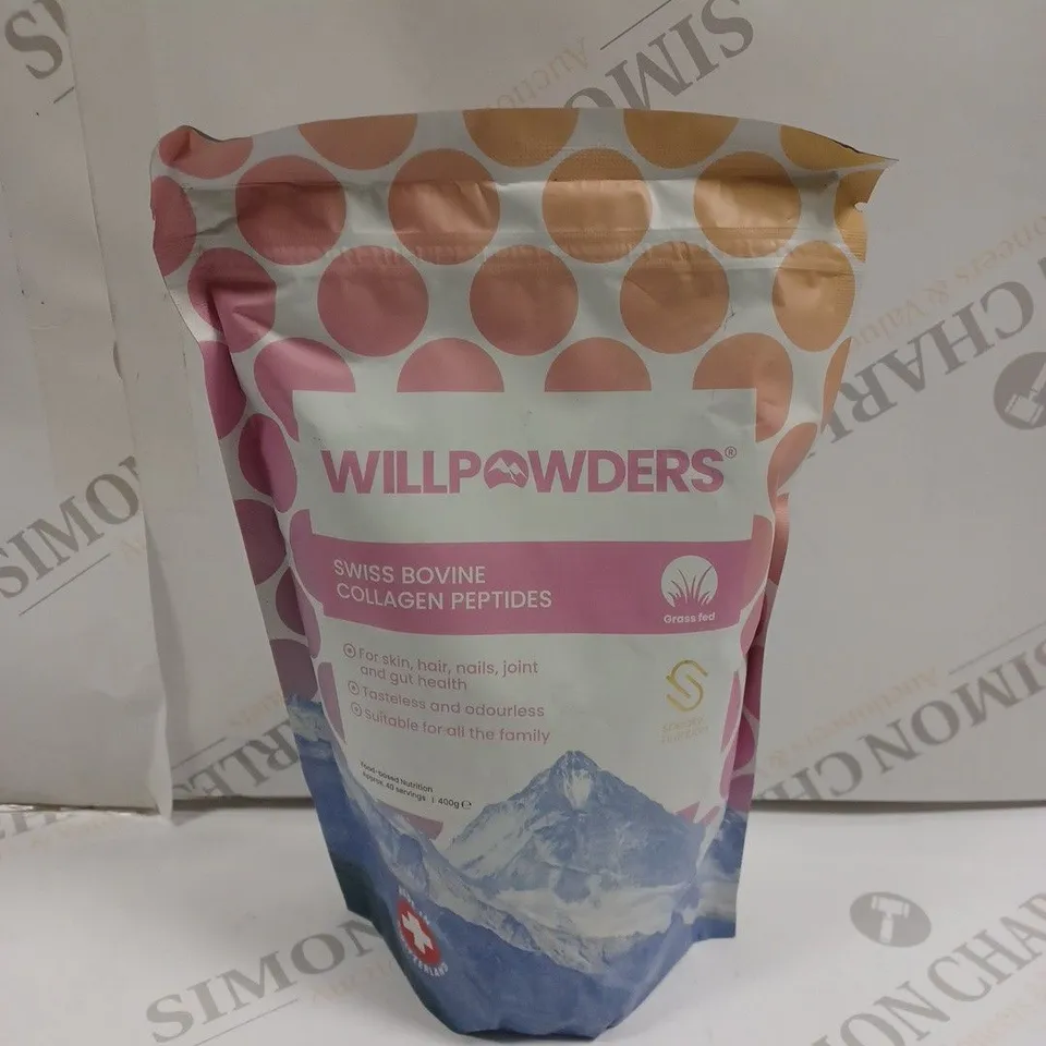 SEALED WILLPOWDERS SWISS BOVINE COLLAGEN PEPTIDES FOOD SUPPLEMENT - 400G
