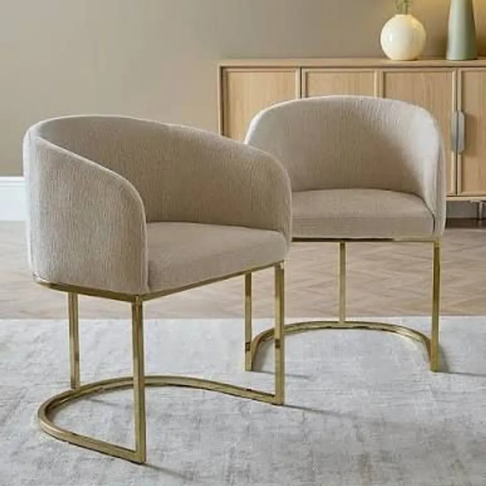 BOXED SET OF 2 NEA PAIR OF CHAIRS - BEIGE (1 BOX) RRP £299