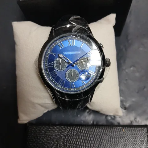 GLOBENFELD CHRONOGRAPH WATCH – BLUE DIAL, LEATHER STRAP