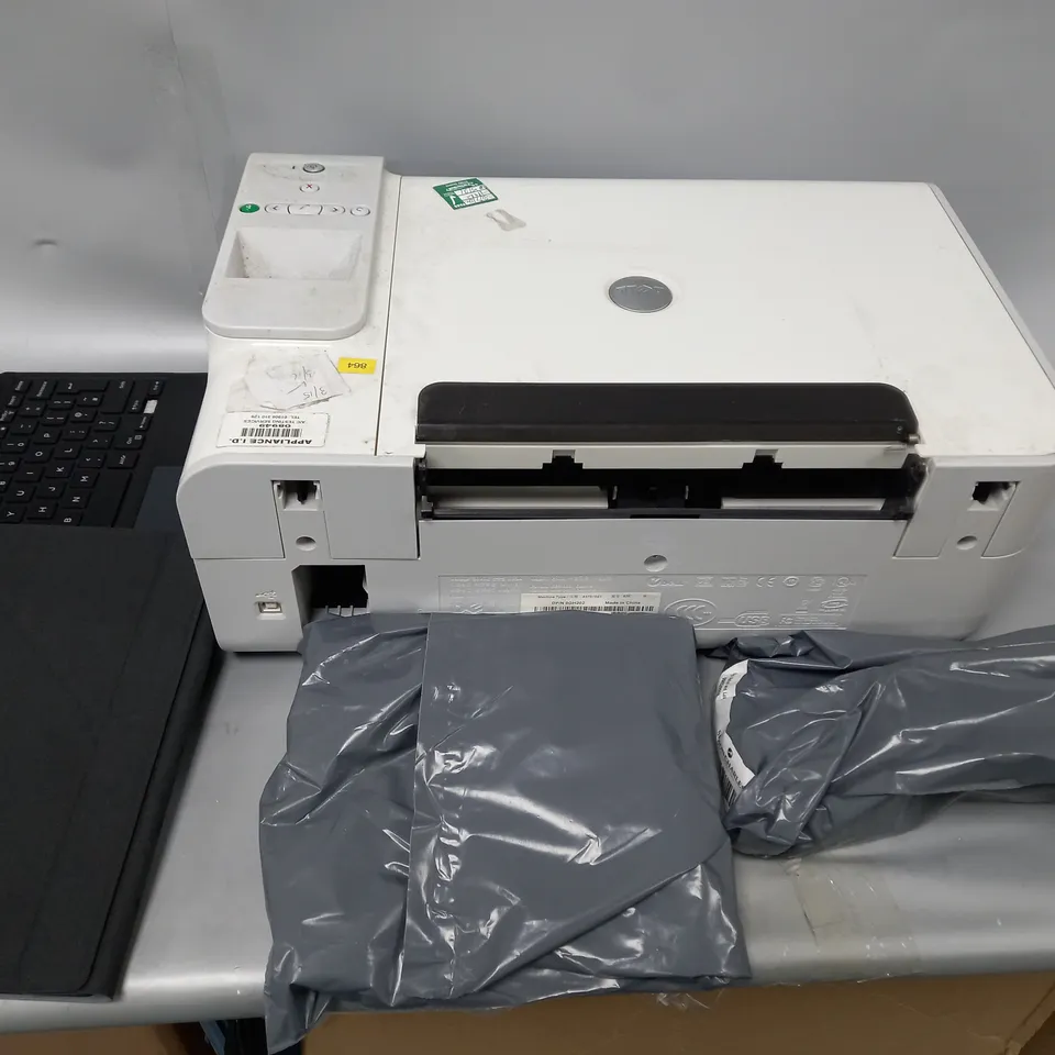 CAGE OF ASSORTED ITEMS TOO INCLUDE TRAVEL TABLETS , DOCKING STATIONS , ALL IN ONE PRINTERS