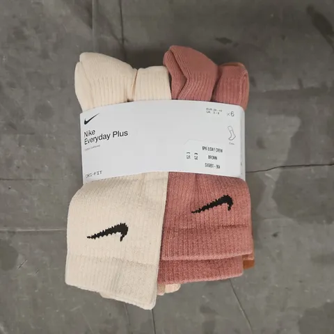 NIKE EVERYDAY PLUS COTTON CUSHIONED SOCKS (6-PACK) IN VARIOUS COLOURS SIZE UK 5-8