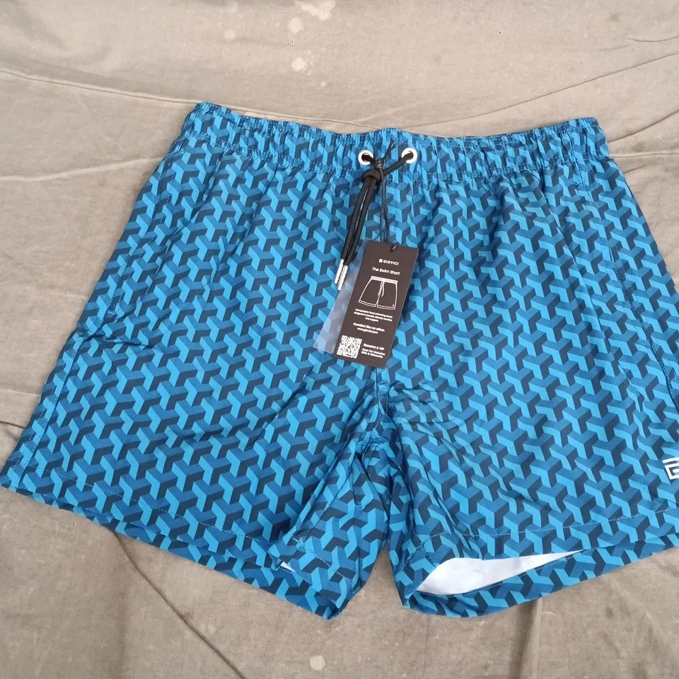 GIOVICI THE SWIM SHORT – COLOUR: ST TROPEZ PAT BLUE, SIZE M