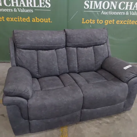 DESIGNER POWER RECLINING TWO SEATER SOFA CHARCOAL FABRIC