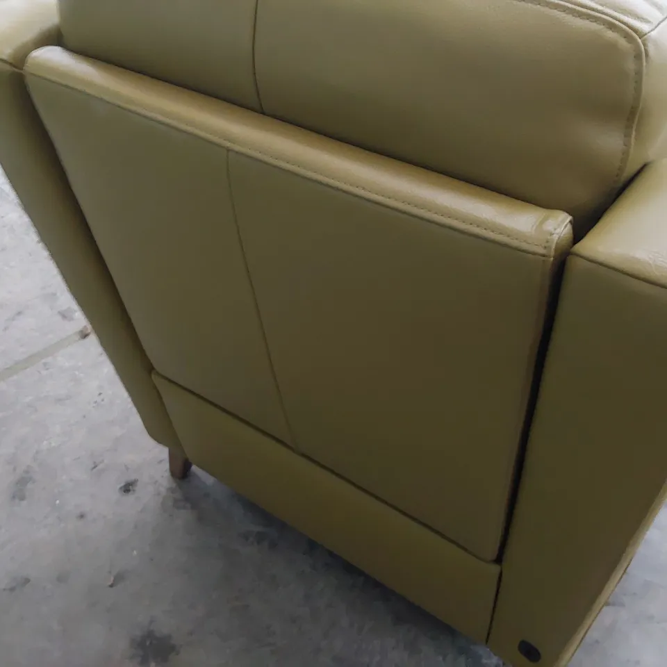 DESIGNER POWER RECLINING EASY CHAIR GOLDEN GREEN LEATHER 