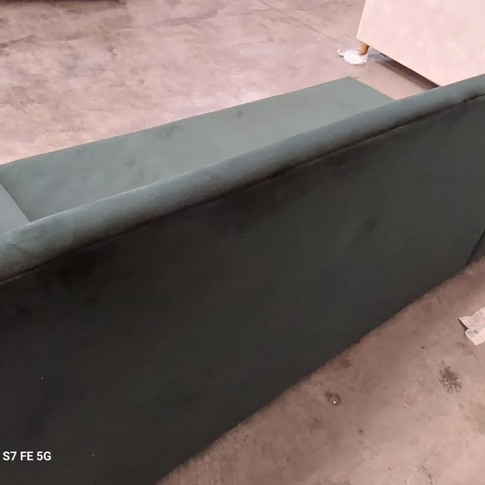 DESIGNER LH CHAISE SECTION GREEN PLUSH FABRIC 
