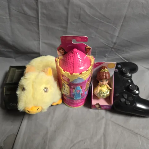 APPROXIMATELY 5 ASSORTED PLAYSTATION CONTROLLER, PLUSH TEDDIES AND DISNEY PRINCESS'S