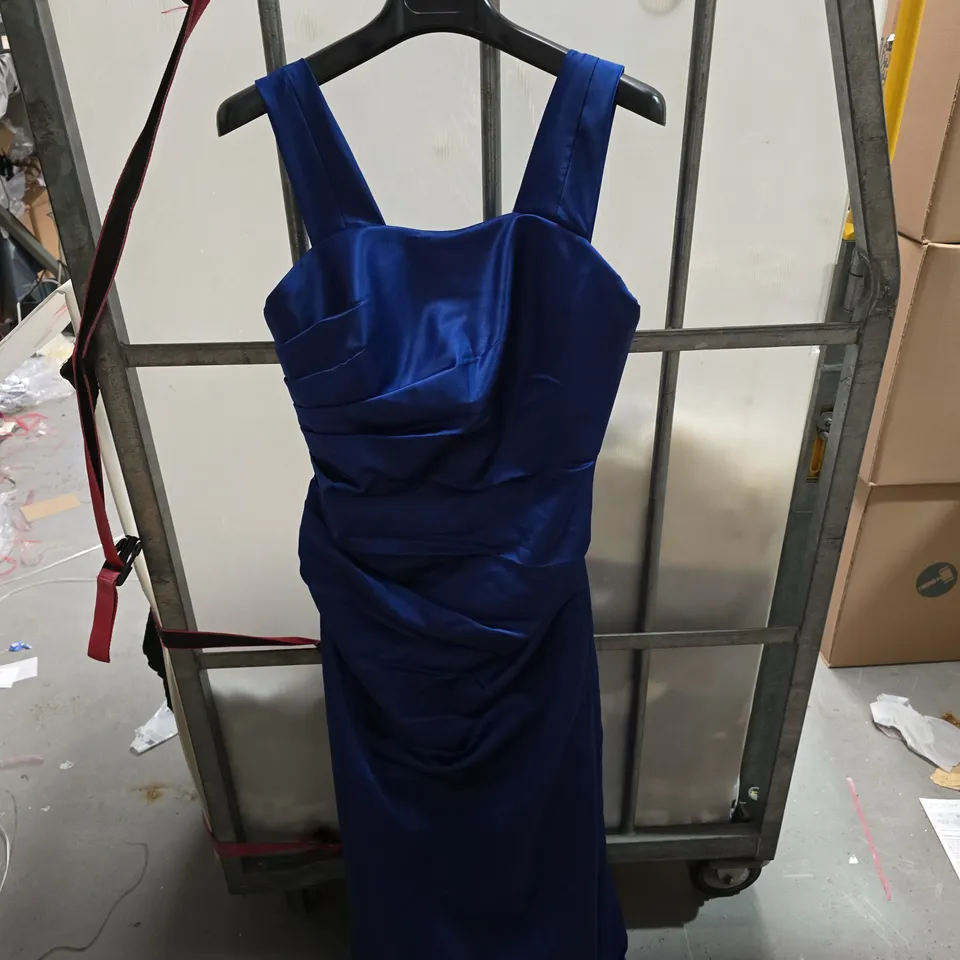BINZI JAY BLUE SATIN EVENING DRESS – UK 14